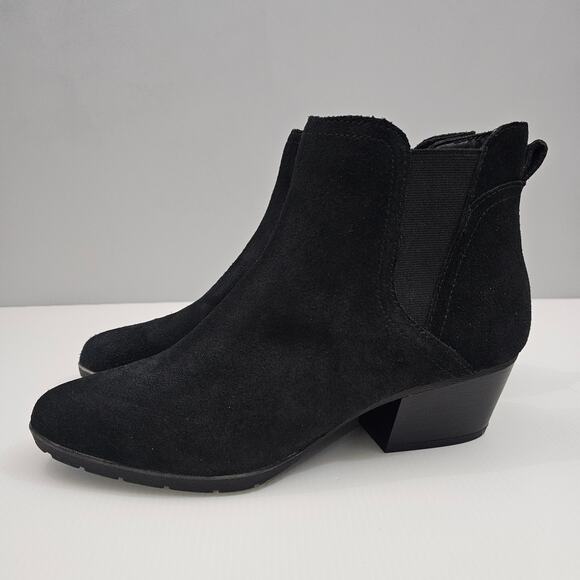 Blondo Verena Ankle Bootie Womens 9 Black Suede Waterproof Low Heel Chelsea - Picture 1 of 16